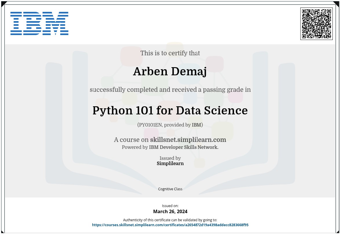 IBM Certificate Thumbnail