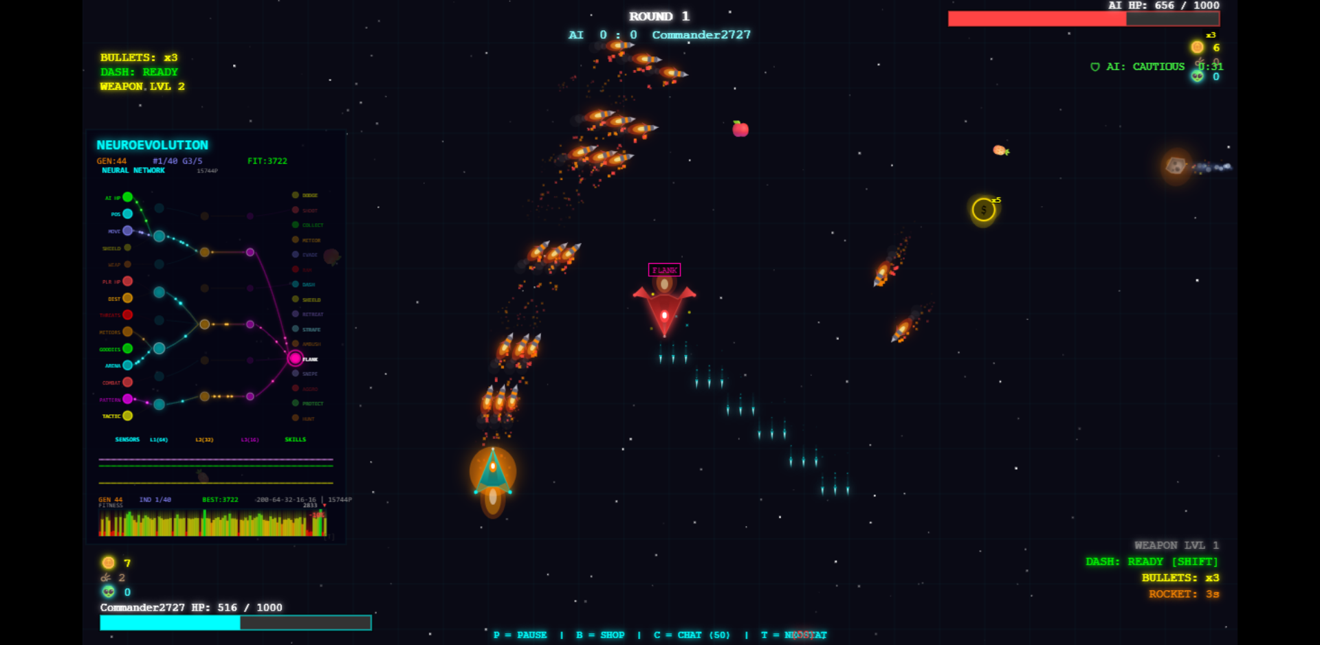 AI Space Shooter - Neuronales Netzwerk Spiel